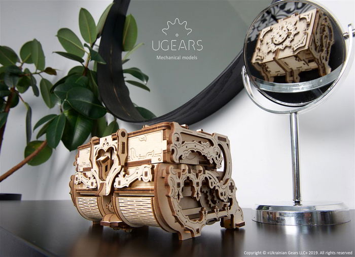 Puzzle 3D Cutie antica de bijuterii Ugears [5]