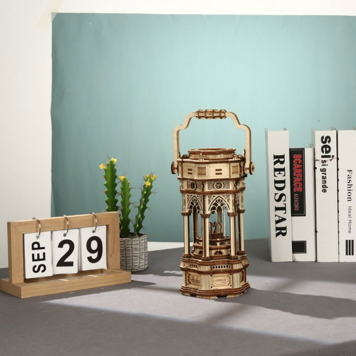 Puzzle 3D Cutie Muzicala, Lantera din Era Victoriana, Lemn, Robotime [3]