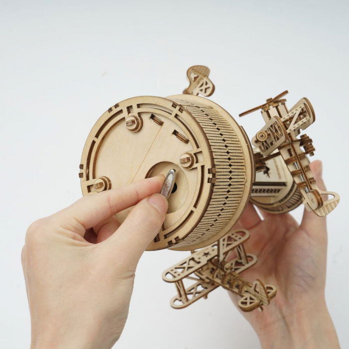 Puzzle 3D Cutiuta Muzicala, Turn de control aerian, Lemn, Robotime [4]