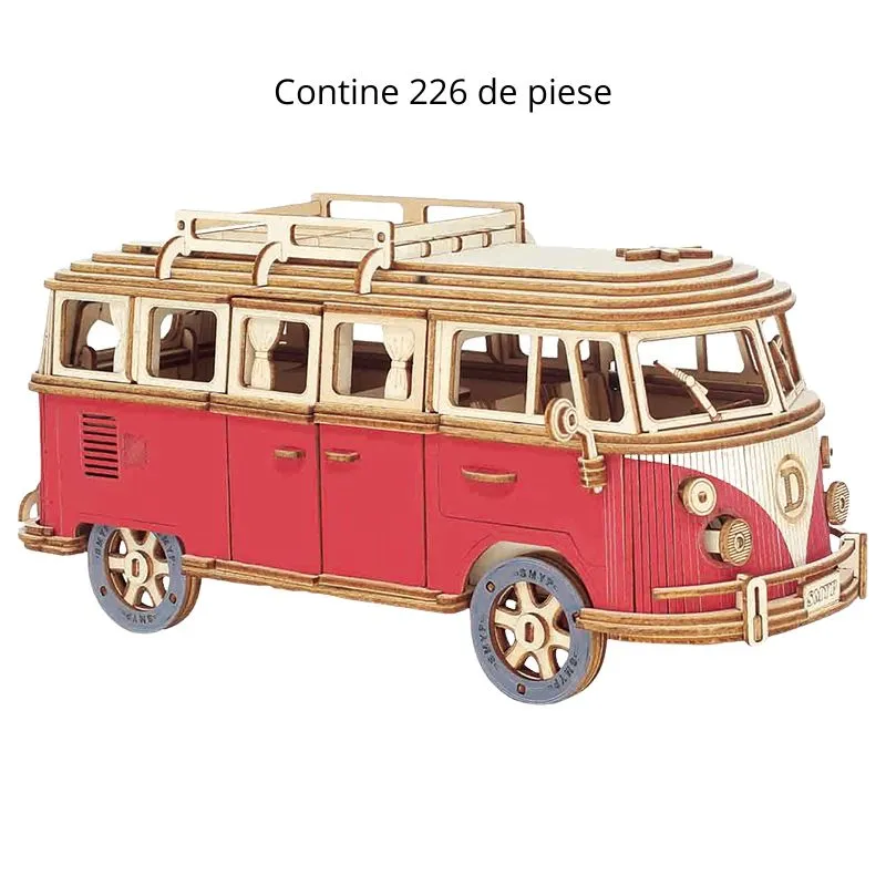 Puzzle 3D din lemn Masina Retro [5]