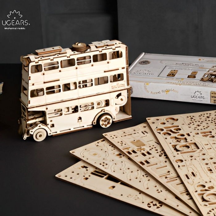 Puzzle 3D Knight Bus din lemn, Ugears [4]