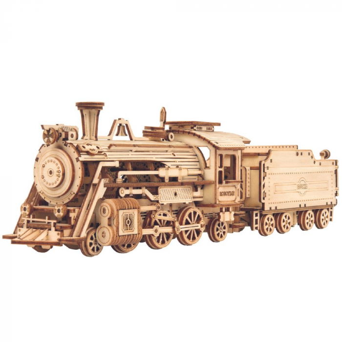 Puzzle 3D Locomotiva cu abur, Lemn, Robotime [6]