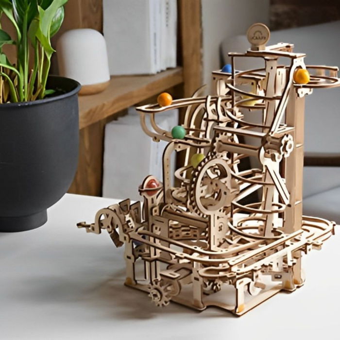 Puzzle 3D Marble Run Spiral Hoist din lemn, Ugears [3]
