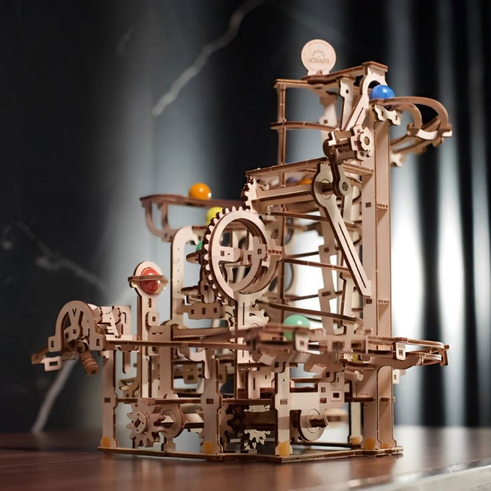 Puzzle 3D Marble Run Spiral Hoist din lemn, Ugears [1]