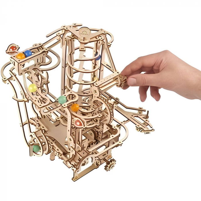 Puzzle 3D Marble Run Spiral Hoist din lemn, Ugears [7]