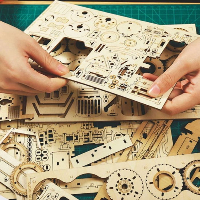 Puzzle 3D Masina de curse, Lemn, Robotime [5]