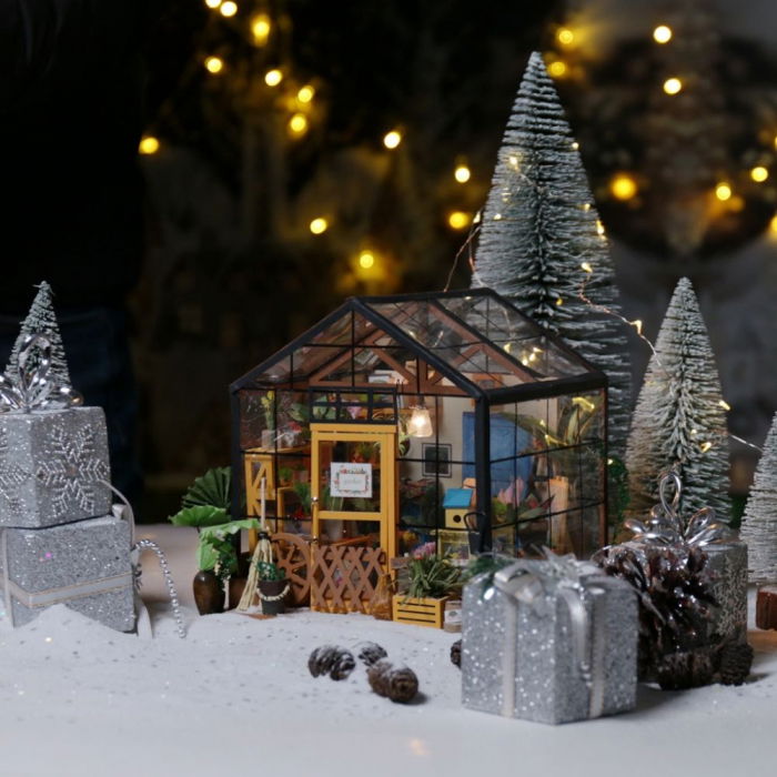 Puzzle 3D Minicasuta Verde Floraria Cathy, Lemn, Rolife [6]