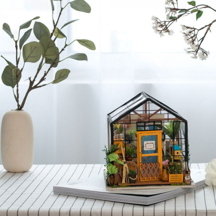 Puzzle 3D Minicasuta Verde Floraria Cathy, Lemn, Rolife [4]