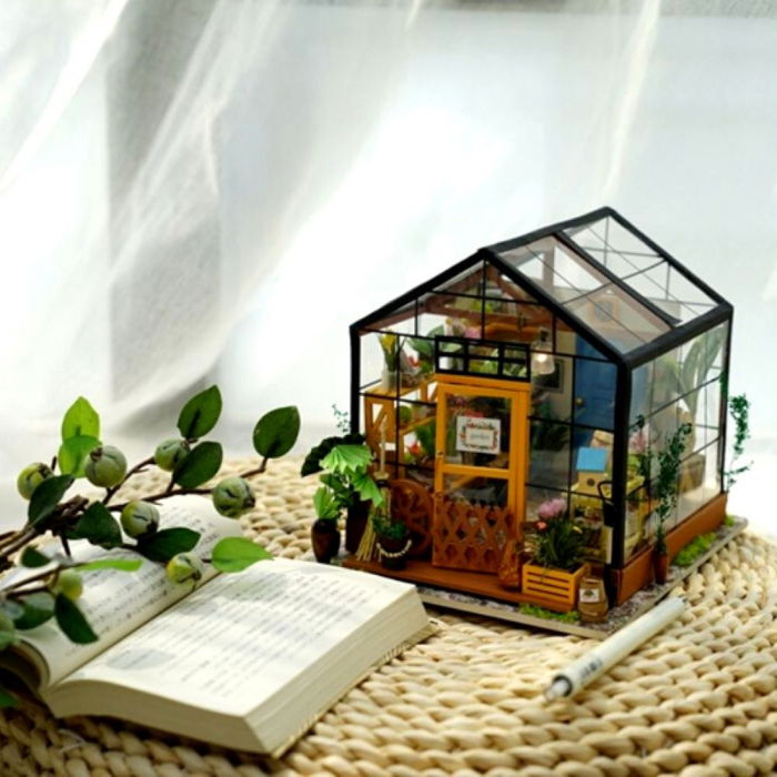 Puzzle 3D Minicasuta Verde Floraria Cathy, Lemn, Rolife [2]