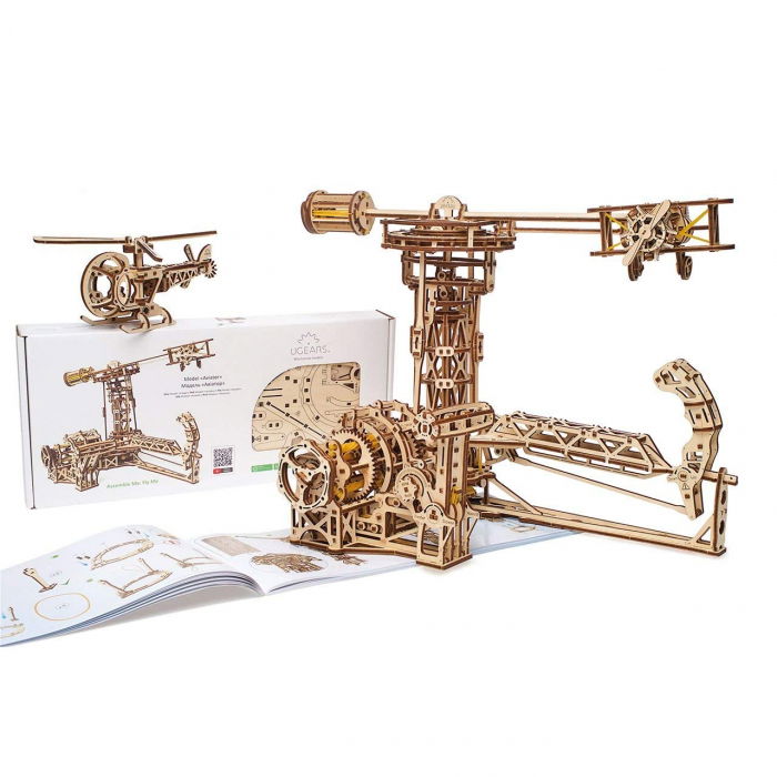 Puzzle 3D Model Aviator din lemn Ugears [22]