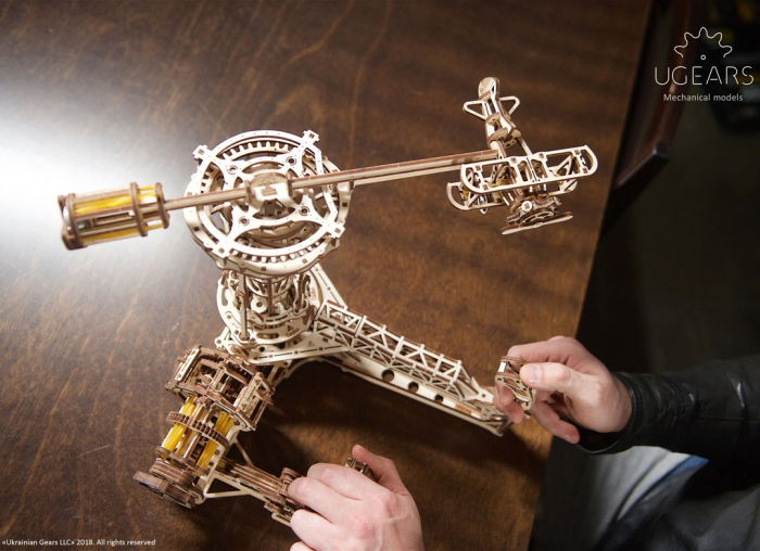Puzzle 3D Model Aviator din lemn Ugears [4]