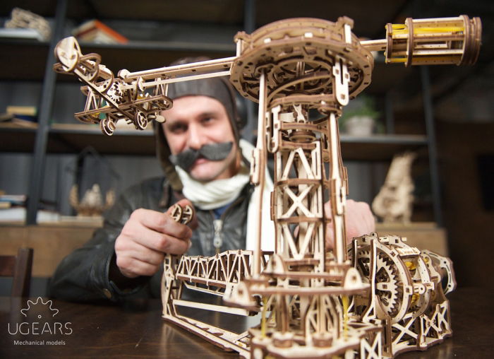 Puzzle 3D Model Aviator din lemn Ugears [10]