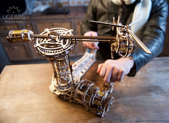 Puzzle 3D Model Aviator din lemn Ugears [6]