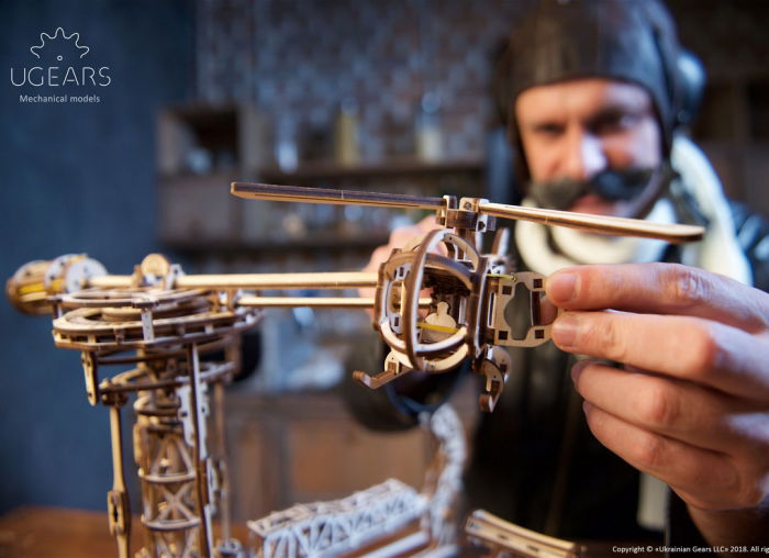 Puzzle 3D Model Aviator din lemn Ugears [11]