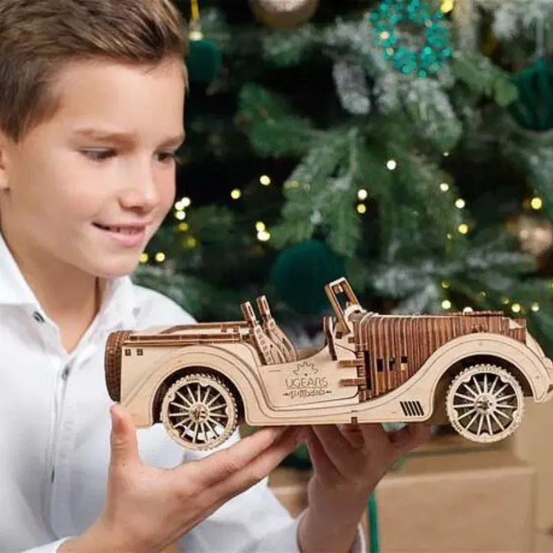 Puzzle 3D Model Roadster VM-O1 din lemn Ugears [6]