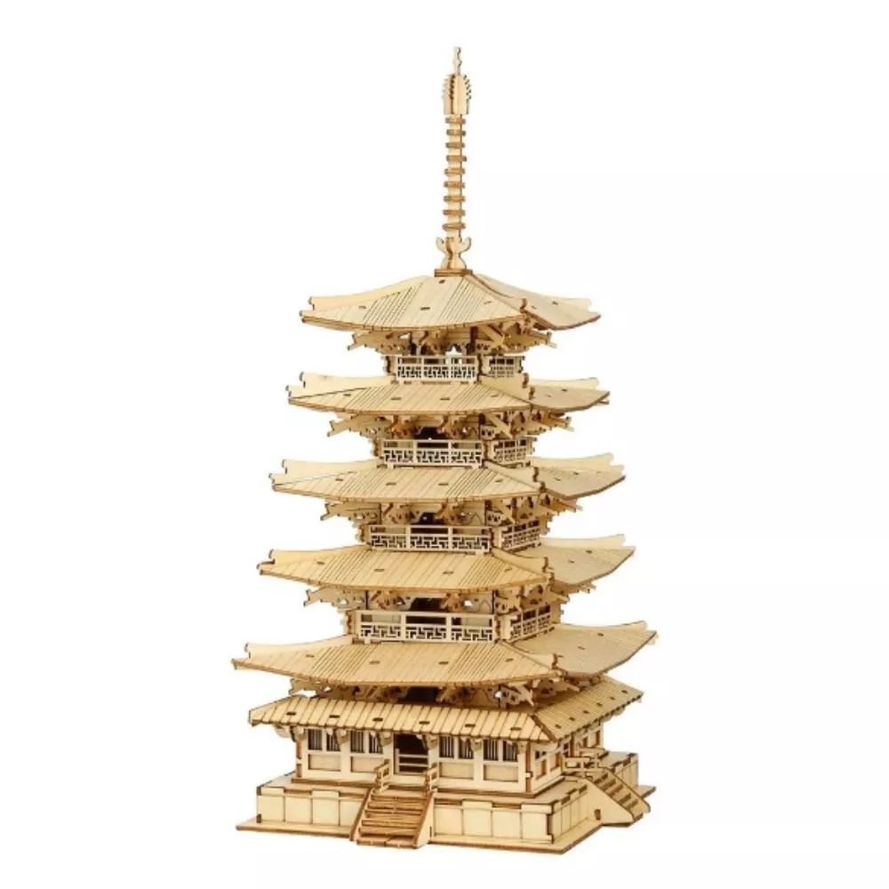 Puzzle 3D, Pagoda asiatica, din lemn, Robotime [7]