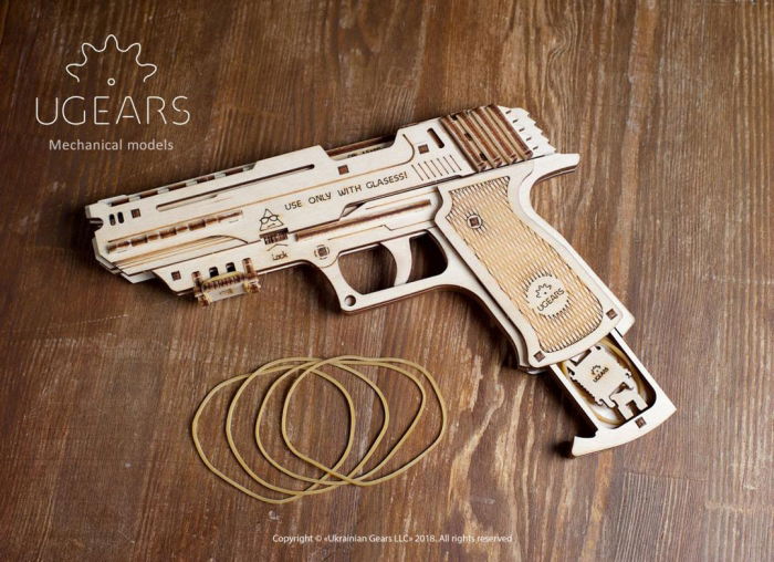 Puzzle 3D Pistol Wolf din lemn Ugears [4]