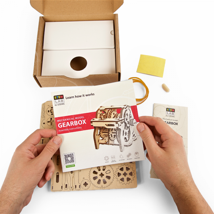 Puzzle 3D STEM Cutia de viteze din lemn Ugears [6]