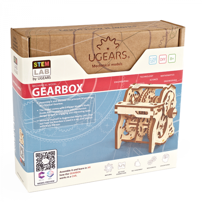 Puzzle 3D STEM Cutia de viteze din lemn Ugears [7]