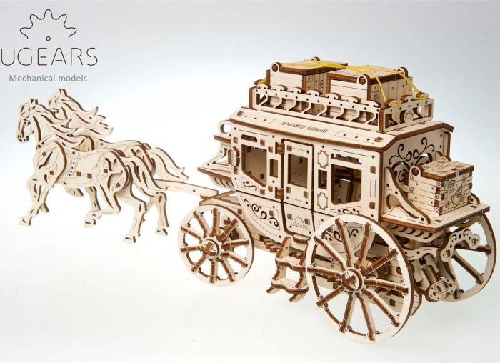 Puzzle 3D Trasura cu cai din lemn Ugears [9]