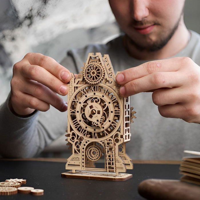 Puzzle 3D Vechiul Turn cu Ceas din lemn, Ugears [5]