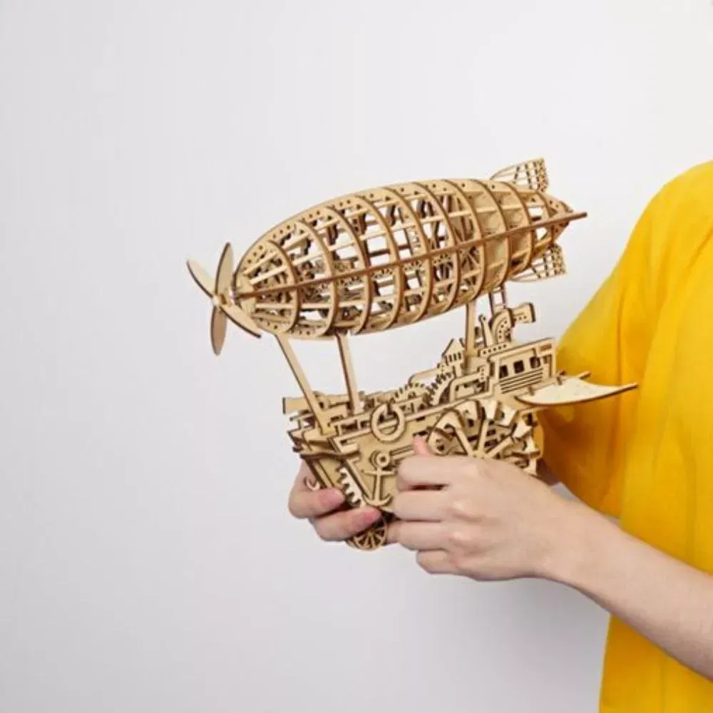 Puzzle 3D, Vehicul mecanic Airship, din lemn, Robotime [9]