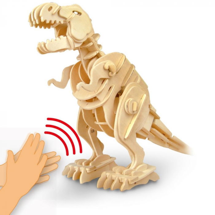 Puzzle 3D Walking T-Rex, Lemn, Robotime [7]