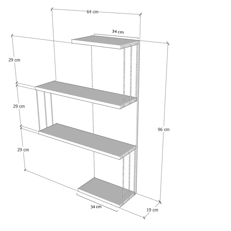 Raft de perete Cambel alb, antracit, cu structura geometrica si polite multiple [3]