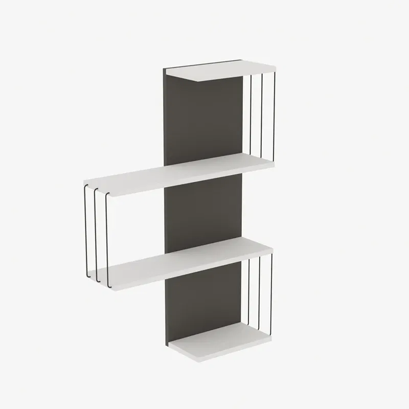 Raft de perete Cambel alb, antracit, cu structura geometrica si polite multiple [2]