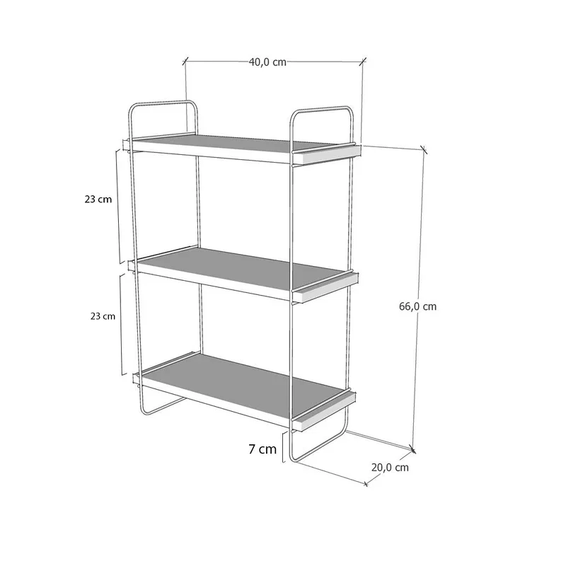 Raft de perete cu cadru metalic, stejar atlantic, design modern, 66 cm [5]