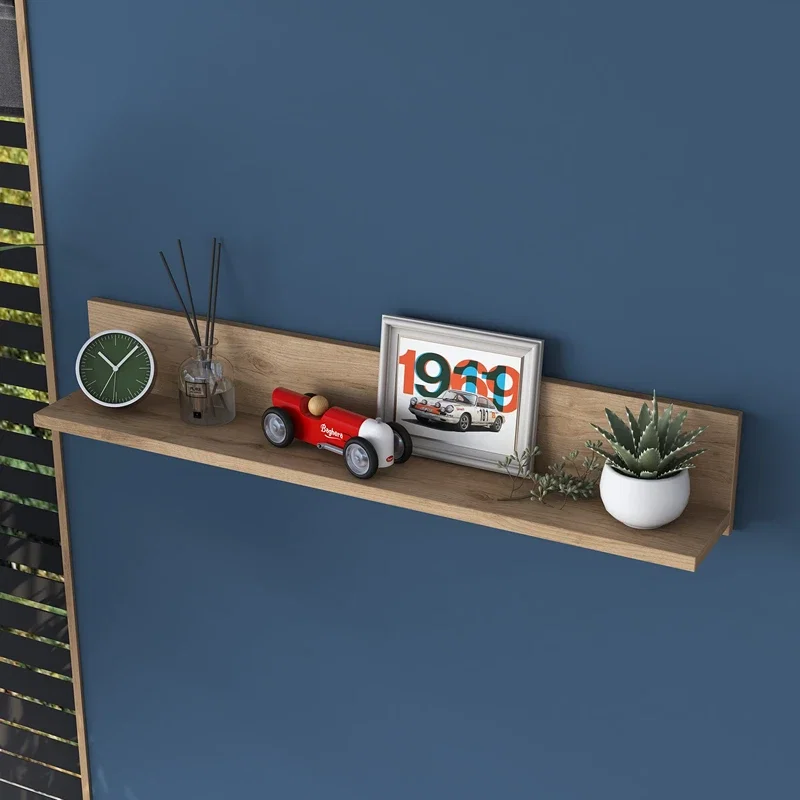 Raft de perete lemn nuc, design minimalist 90x15 cm [4]
