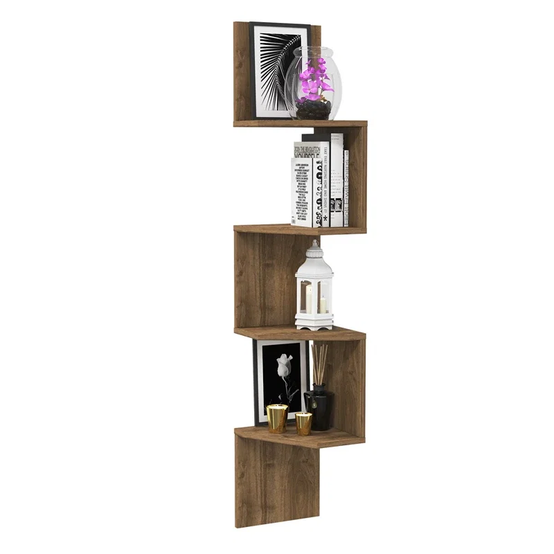 Raft de perete, nuc, 30 x 155 cm, design vertical cu rafturi multiple [3]