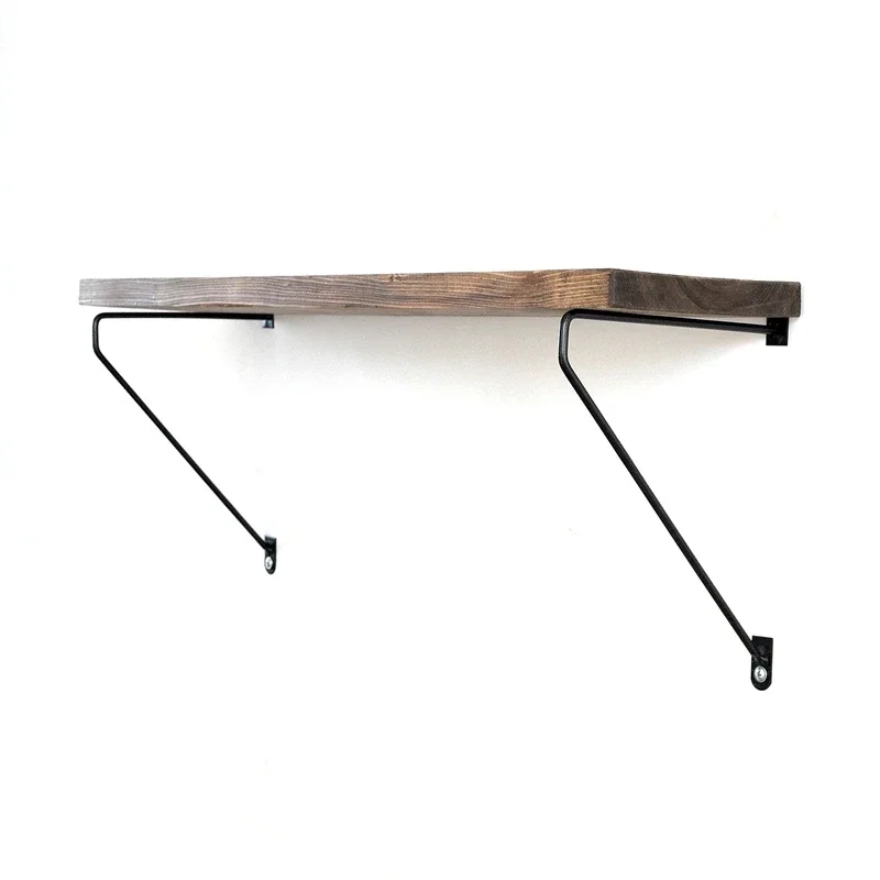 Raft de perete, nuc-negru, 60 cm, suport metalic minimalist [11]