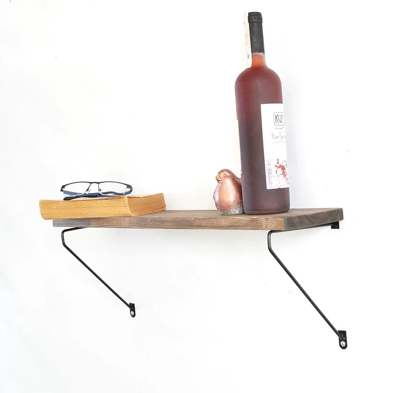 Raft de perete, nuc-negru, 60 cm, suport metalic minimalist [9]