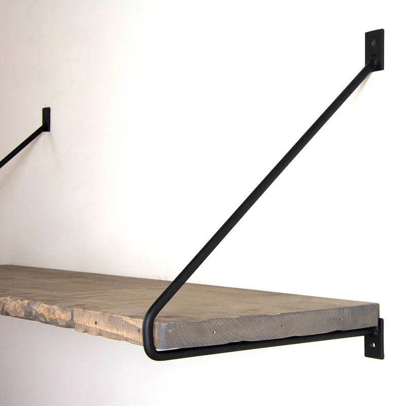 Raft de perete, nuc-negru, 60 cm, suport metalic minimalist [8]