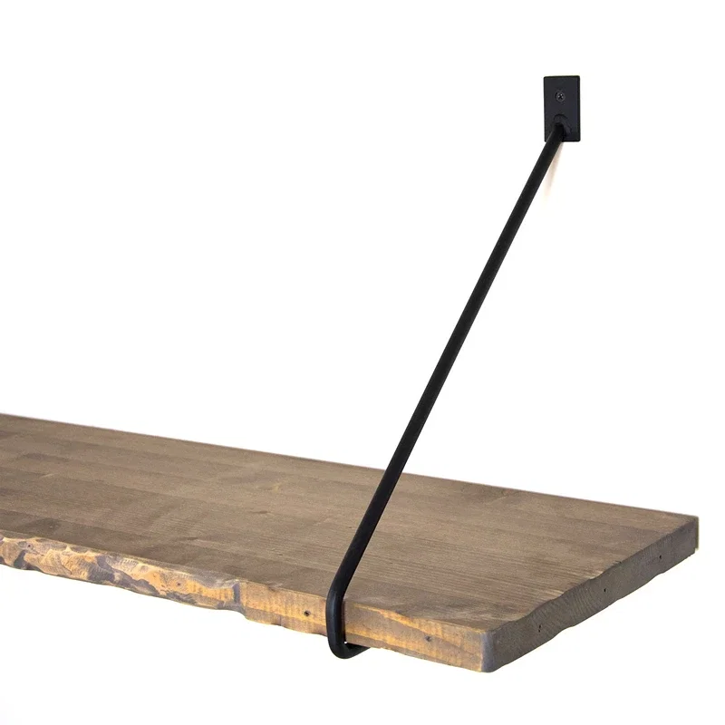 Raft de perete, nuc-negru, 60 cm, suport metalic minimalist [7]