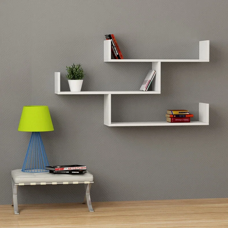 Raft de perete Tibet Alb cu multiple polite pentru decor si organizare [1]