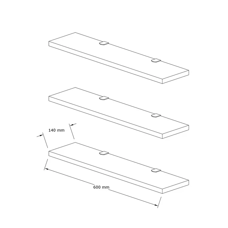 Raft decorativ Boss, stejar nuc, 3 polite pentru perete, 60 cm [5]