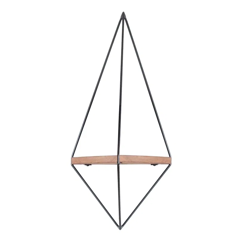 Raft decorativ de perete, nuc-negru, 60 cm, cadru metalic triunghiular [5]