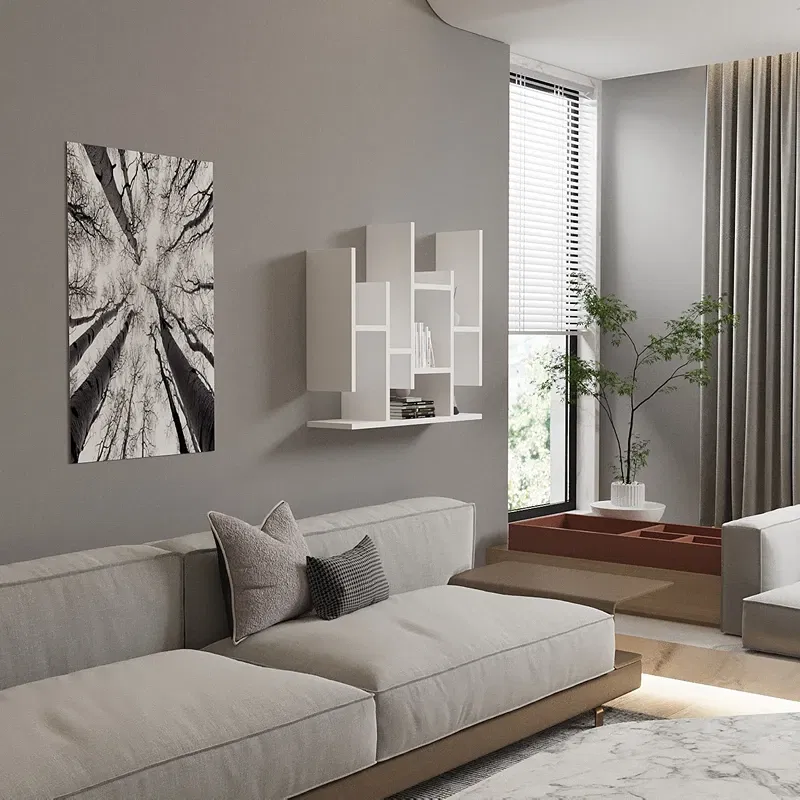 Raft perete alb geometric, polite multiple pentru decoratiuni [1]