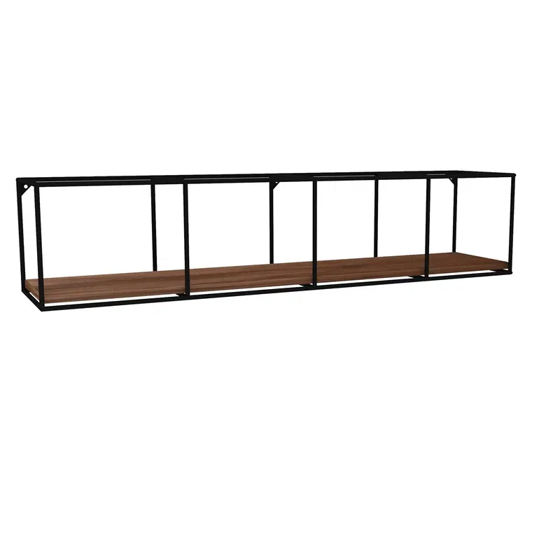 Raft perete Miray, lemn de pin, cadru metalic, culoare nuc-negru [4]