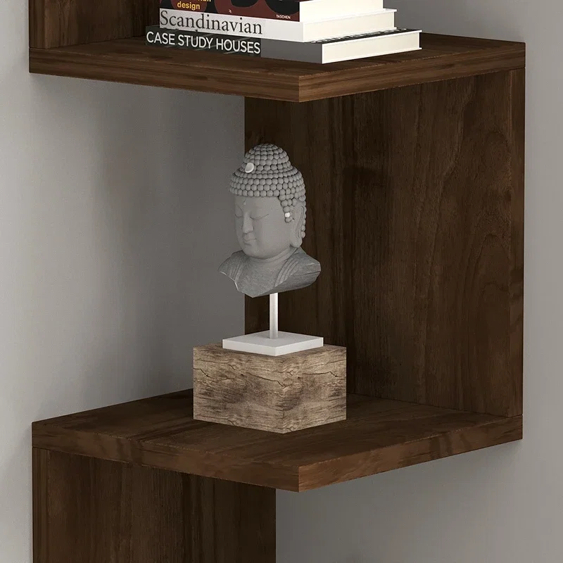 Raft perete nuc in zigzag, 4 polite moderne pentru decor [4]