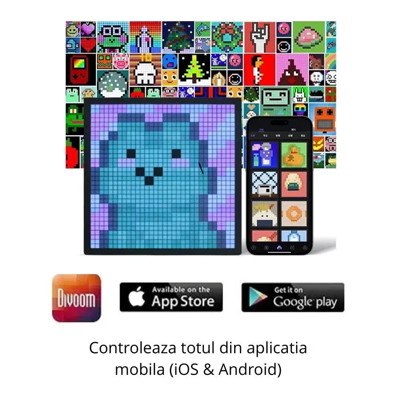 Rama Foto Digitala Pixel Art Display LED RGB cu aplicatie smart [11]