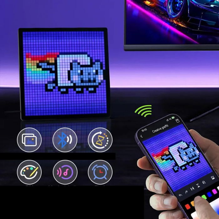 Rama Foto Digitala Pixel Art Display LED RGB cu aplicatie smart [6]