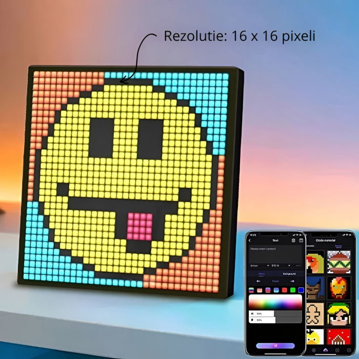 Rama Foto Digitala Pixel Art Display LED RGB cu aplicatie smart [8]