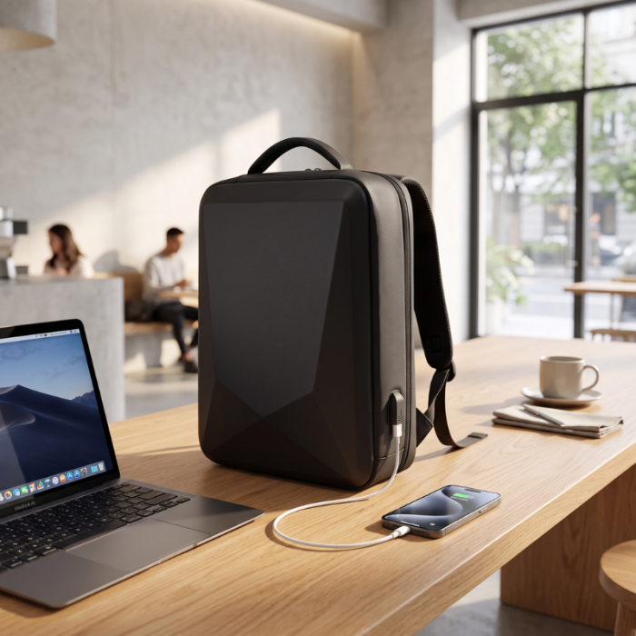 Rucsac călătorie și laptop cu port USB, 42x32x13 cm, Bagaj de mână Wizz Air / Ryanair, Material impermeabil, pentru Business și City Break, Negru [1]