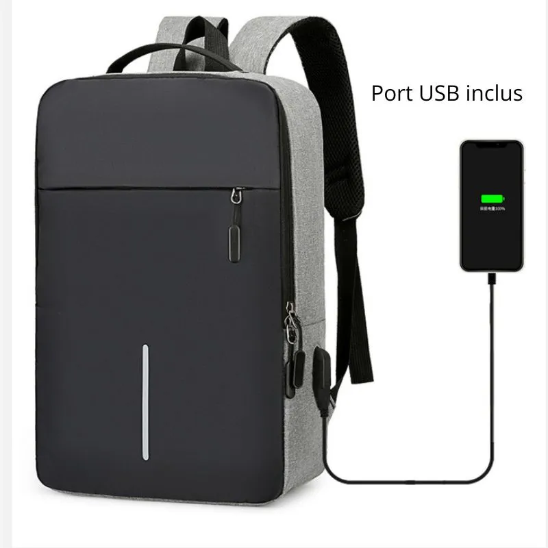 Rucsac Laptop Business cu USB Gri [7]