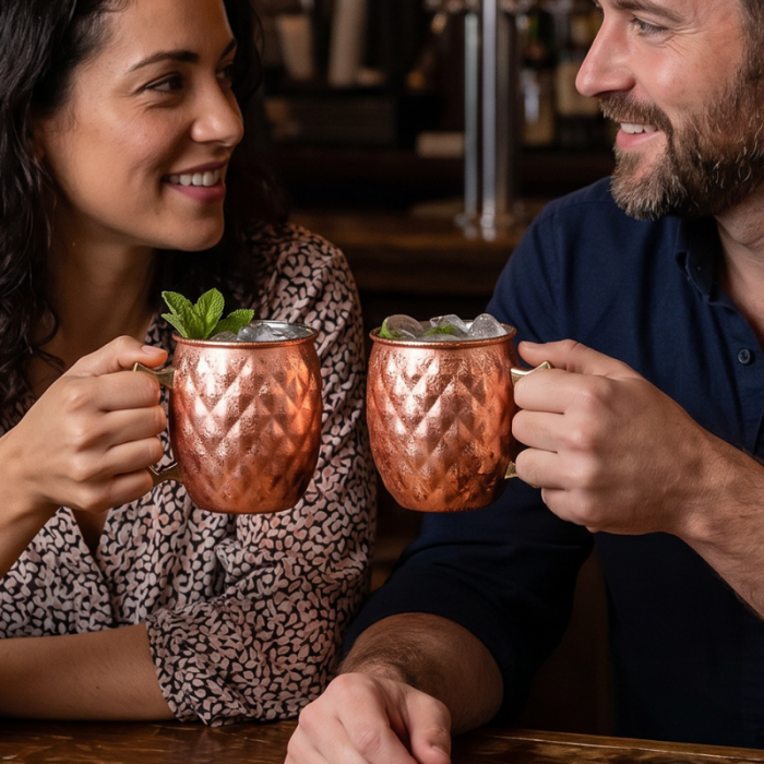 Set 2 cani Moscow Mule din cupru texturat [1]