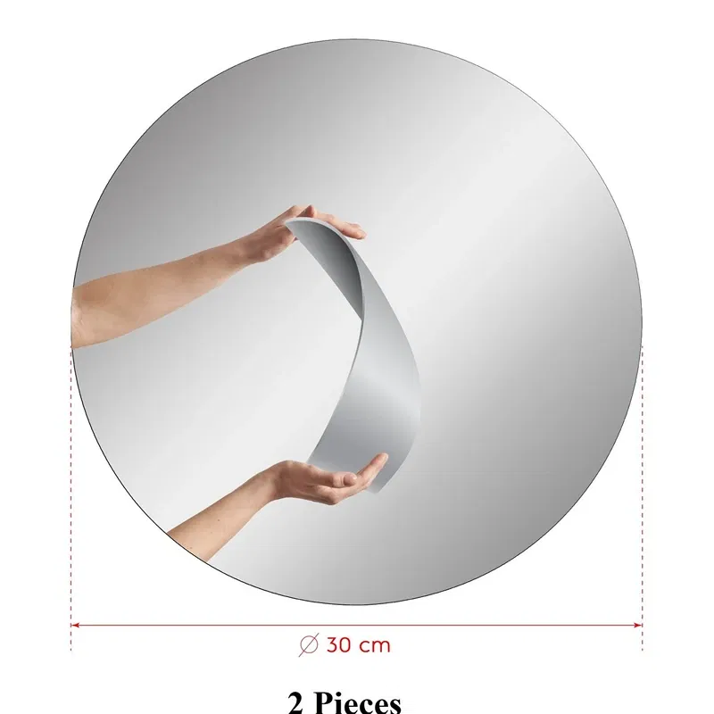 Set 2 oglinzi rotunde, argintii, 30 cm diametru, acrilice, decor modern [5]