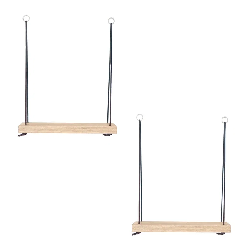 Set 2 rafturi de perete, nuc, 40 cm, design modern cu suport metalic [5]